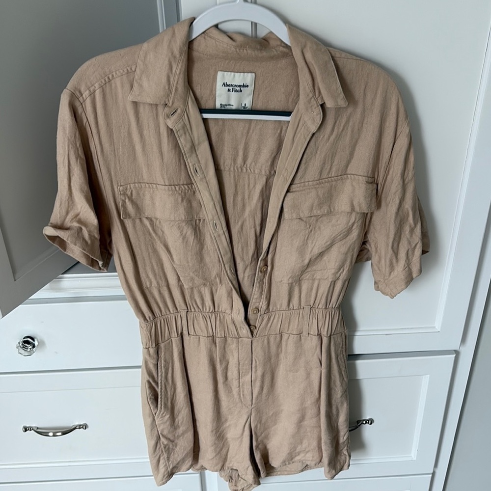 Tan Button-Up Romper